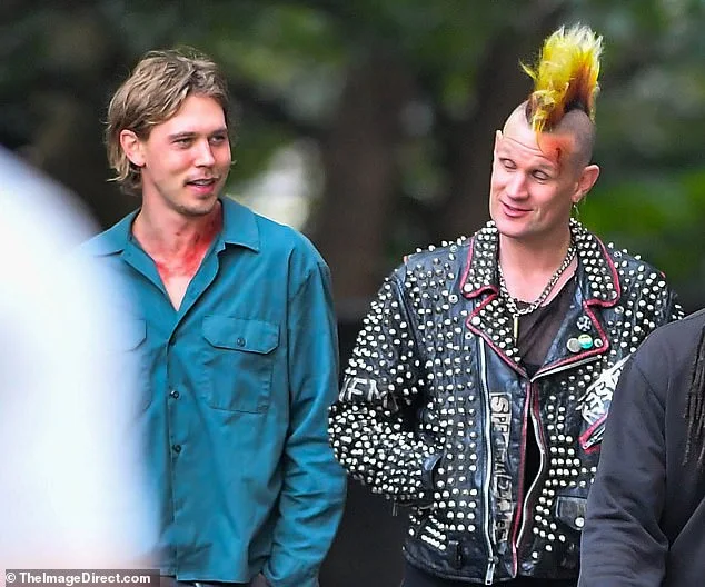 The actor shared a joke with co-star Austin between takes in New York on Wednesday