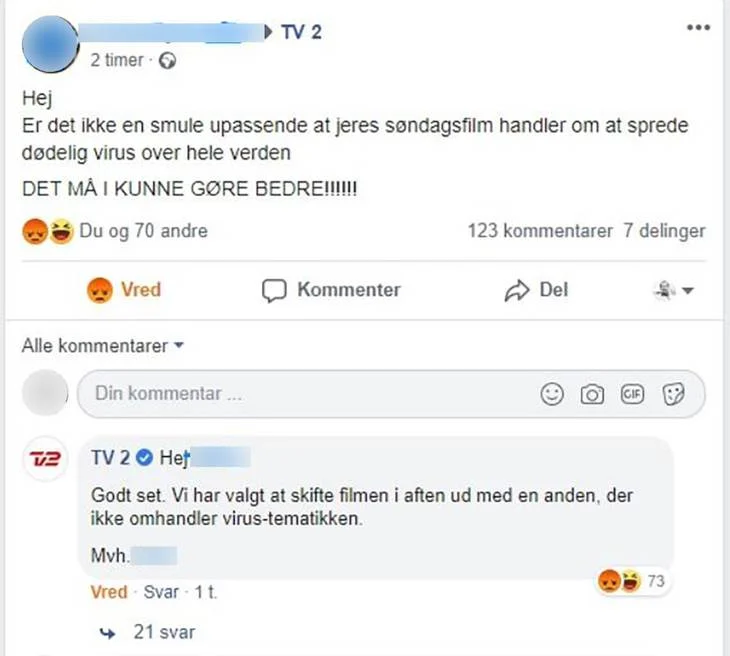 TV2 kunne godt se fornuften i at skifte filmen ud. Foto: Facebook