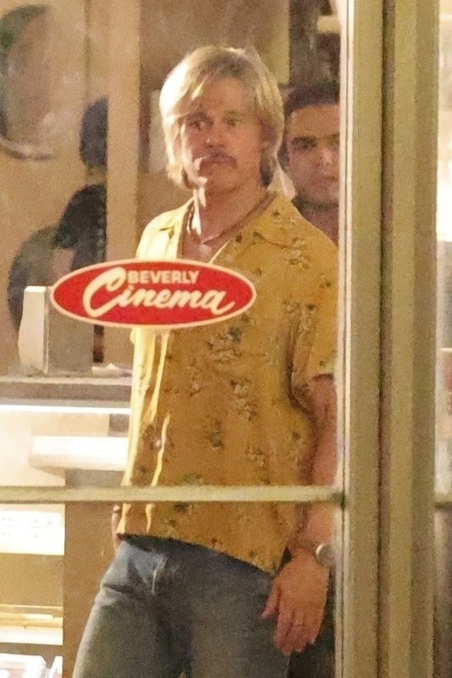 Brad Pitt shooting scenes for "The Adventures of Cliff Booth" in Los Angeles