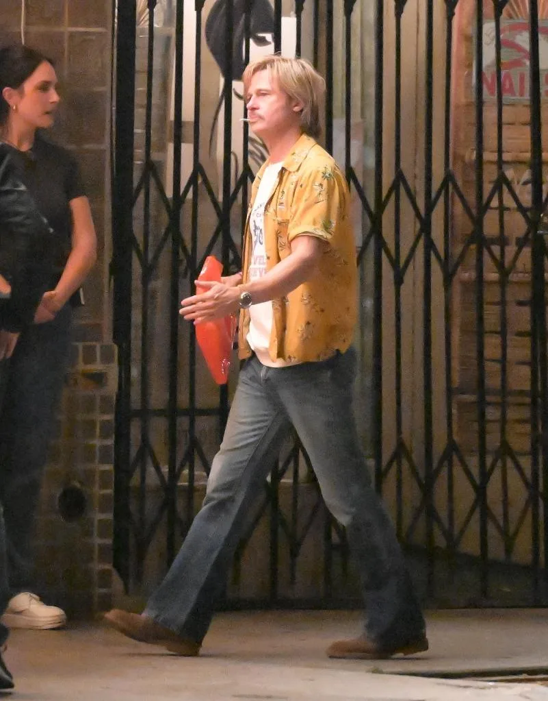 Brad Pitt shooting scenes for "The Adventures of Cliff Booth" in Los Angeles